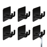 Hawsam 6 Pack Self Adhesive Wall Hooks for Hanging Heavy Duty 44LB/120kg(Max) Adhesive Towel Hooks for Bathroom Black Towel Robe
