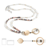 LENYNAL Lanyards for ID Badges and Keys, Retractable Teacher Lanyards for Women, Natural Stone Beaded Lanyard High-Performance C