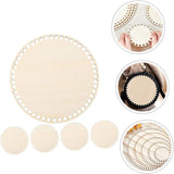 Haoser Pack Of 2 Pieces Wooden Crochet Bag Bottom Round Crochet Basket Wood Base Blank Wooden Basket Bottoms Shaper For Diy Bask