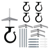 Heavy-Duty Ceiling Hook for Multiple Surfaces - Supports 40 lbs, Versatile for Wood, Concrete & Drywall, Easy Install (4, Black)