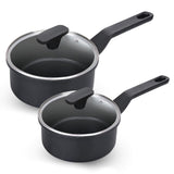 Legacy Culinaryware Nonstick Sauce Pan with Lid,1.5Qt & 2Qt Set, PFOA Free,Kitchen Pots Induction Pot,Black