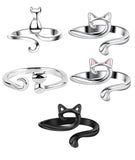 Urvara 5 Pcs Of Knitted Jewelry, Crochet Ring, Cat Shaped Finger Accessories, Delicate Handmade Design For Fashion Enthusiasts,