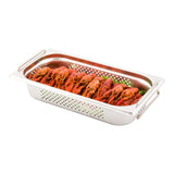 Restaurantware One Third (1/3rd) Perforated Steam Table Pan 2.5 Deep Collapsible Handles Anti Jam Commercial Grade Stai