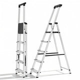 Sweetcrispy 5 Step Ladder, 330lbs Folding Step Stool with Anti-Slip Wide Pedal,Tool Tray, Aluminum Stool Ladders, Safety Househo