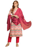 Gosriki Women'S Cotton Blend Straight Printed Kurta With Pant & Dupatta (Kamkoj Pink-Gs_L_Pink_Large),Pink,,B0D9WC18SX