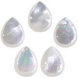 Nupuyai Pack of 5 Teardrop Shaped White Shell Cabochons for Jewelry Making, Waterdrop Cabochons Stone Flatback DIY Art Project J