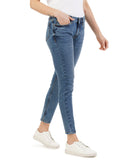 INKD Women's Contrast Stitch Stretchable Skinny Fit Jeans,Denim Drama
