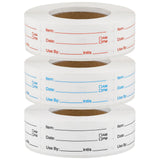 3 Rolls 1500 Pieces Removable Food Labels, 1 x 2 Inch Date Stickers for Freezer, Refrigerator Food Containers - Easy to Write