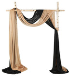 Cytdkve 2 Panels 18Ft Wedding Arch Draping Fabric, Sheer Arch Drapes for Wedding Party Backdrop (Slightly Shimmery, Black & Gold