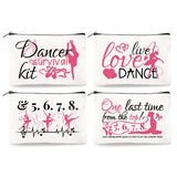 DOODLREAM 4Pcs Canvas Dancer Makeup Bag - 9.06 x 5.9 Dancer Survival Kit Gift Cosmetic Bags Travel Organizer Portable Accessorie