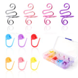 LBU 4Pcs Crochet Ring + 60Pcs Stitch Markers Adjustable Crochet Tension Rings for Finger Handmade Open Yarn Guide Crocheting Rin