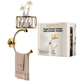 Hand Towel Holder for Bathroom Wall, Towel Hook with Candle Holder for Bathroom Decor, Wall Mounted Towel Hook with Cut Candle H
