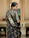 Leriya Fashion Womens Pure Jacquard Banarasi Kanjivarm Cotton Silk Saree With Blouse Piece | Saree Printed (Black)