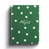 Wrotnote You Are Magic A5 Diary Notebook For Girls And Women, Green White Polka Dot Hardbound, 200 Ruled Pages 90 Gsm, Diary For