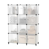 AWTATOS 12 Cube Storage Organizer with Doors, DIY Plastic Closet Shelf, Modular Bookshelf, Stackable Shelving Rack for Bedroom,
