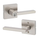 Kwikset Halifax Keyed Storeroom Entry Door Handle with Lock and Key, Secure Keyed Reversible Lever Exterior, Front Entrance and