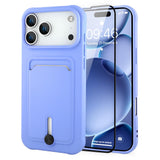 MZELQ TPU Wallet Compatible with iPhone 17 Pro Case 2025, Card Holder Camera Protection Cover + Screen Protector, Push-able Slot