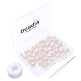 BEADIA Natural Pearl Beads Rice 7-8mm White Freshwater Cultured Loose Gemstone Beads for DIY Jewelry Making 13.8''/Strand HQ