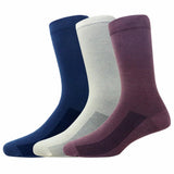 Mustang Mens Health Comfort Crew Socks Soft Grip, Breathable Everyday Comfort Po3 (Navy Blue,Off White,Dk.Brown)