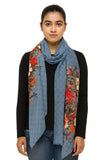 Icw WomenS Elegant Green Floral Print Scarf Dn106 (Blue)