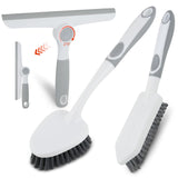 3 Pack Scrub Brush Set with Grout Brush, Shower Brush and Squeegee