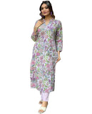 Anni Designer Women'S Rayon Blend Straight Printed Kurta With Pant (Raincol-Multi_Xxl_Multi_Xx-Large) Multicolour,Multicolour,2XL