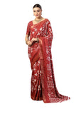 Stylum Women's Paisley Print Lining Textured Dola Silk Saree (SRROSEJACKY_Rose)