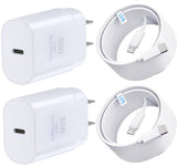 TT&C 2-Pack 30W USB-C Charger Set (2X Mini Plugs + 2X 10ft Extra Long Cables) - Fast Charge for iPhone 17 Air/Pro Max, 16, 15 &
