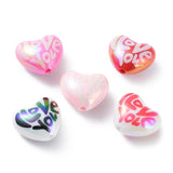 Elecrelive 20Pcs Iridescent Heart Beads Acrylic Love Heart Printed Beads for Valentine's Day Bracelet Necklace Earring Making