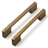 Goo-Ki 6-Park Vintage Brass Drawer Handles 3-3/4 in(96mm) or 5 in (128mm) Hole Centers Straight Bar Pull,Antique Brass Solid Cab