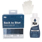 Rit Dye Back to Blue Bundle - Includes Standard Back to Blue Kit + 8 oz. Denim Blue Rit Dye Liquid & Additional Plastic Gloves