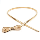 Romp Fashion Metal Golden Kamrband Hollow Bow Design Buckle Belt For Womens