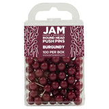 JAM PAPER Colorful Push Pins - Round Head Map Thumb Tacks - Burgundy Pushpins - 100/Pack