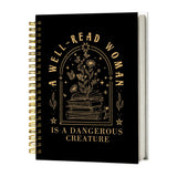WPQTHIP Black and Gold Reading Spiral Notebook 5.5 x 8.3, Book Lovers Bookish Bookworm Gifts for Women Journal, A Well Read Woma