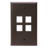 Leviton QuickPort Wallplate, Single Gang, 4-Port, 41080-4BP, Brown