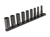 TEKTON 3/8 Inch Drive Deep 6-Point Impact Socket Set with Rail, 9-Piece (5/16-3/4 in.) | SID91101