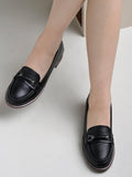 Shoetopia Upper Buckle Detailed Black Loafers For Women & Gilrs-Eu38,Black,5,B0D76VJYK5