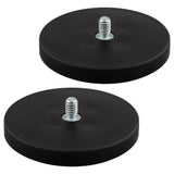 MUTUACTOR Neodymium Rubber Coated Pot Magnets,1/4-20 Male Threaded 60lbs Heavy Duty Magnets,4PCS Non-scratch Heavy Duty Rare Ear
