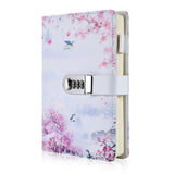 A5 Creative Password Journal With Lock, Pu Leather Diary With Combination Lock Password Notebook Locking Journal Diary (Style 4)