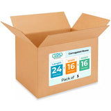 Extra Large Shipping & Moving Boxes 24 x 16 x 16 inches (5-Pack) - Extra Strength 200 lb vs Regular - Corrugated Strong Packing