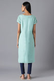 Aurelia Women'S Cotton Geometric Regular Kurta (22Fea12879Ss-701898_Teal Green_Xs)