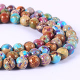 ALZLDYS Bicolor Imperial Jasper Beads 48pcs 8mm Stone Beading Loose Gemstones Hole Size 1mm DIY Smooth Bead for Bracelet Necklac