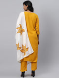 Gosriki Women'S Yellow & Golden Polka Print Kurta With Trousers & Dupatta,Yellow,,B08QD9JN9P