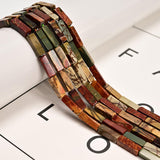 Land Long 30 Pcs 4x13mm Natural Red Creek Picasso Jasper Stone Bead Rectangle Tube Gemstone Beads for Jewelry Making Bracelets A