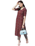 Gosriki Women'S Cotton Blend Printed Straight Kurta With Pant (Slksw-Multi-Gs_M_Multi_Medium) Multicolour,Multicolour,,B0BR18RRM1