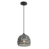 JONATHAN Y JYL6512D Campana 8.25 1-Light Bohemian Modern Woven Rope/Iron LED Pendant Farmhouse, Coastal, Transitional, Kitchen,