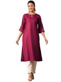 Libas Women's Silk Regular Kurta (29279_Maroon