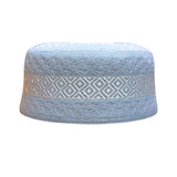 Ich Islamic Cap Namazi Topi Muslim Prayer Cap (Model No: R63) Height 8Cm Blue & Silver (Small)