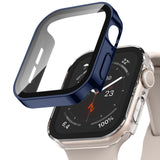 Adepoy 2 Pack Hard Case Compatible with Apple Watch 45mm Series 8 Series 7 with Tempered Glass Screen Protector, Blue/Clear Ultr