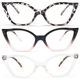 DXYXYO Cat Eye Reading Glasses 1.75 for Women 3 Pack Anti Blue Light Computer Readers Stylish Retro with Spring Hinge, Demi+blac